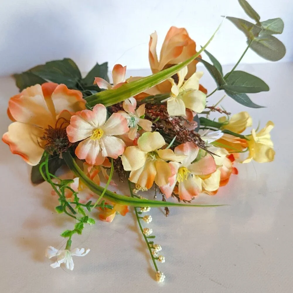 NWT Rustic Farmhouse Faux Floral Poppy Wildflowers Bouquet Wedding Summer Decor